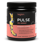 مكمل ما قبل التمرين Legion Athletics Pulse، توت أزرق، محلى بشكل طبيعي بدون إضافة سكر، 350 مجم كافيين، 20 وجبة، مسحوق طاقة وتركيز عالي الأداء