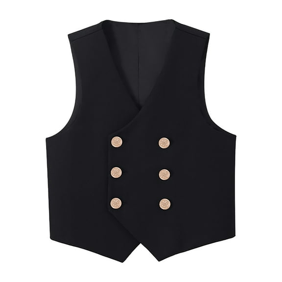 WOYY Toddler Boys Formal Suit Vest Solid School Dress Vest Double Button Waistcoat