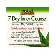 Country Farms 7 Day Inner Cleanse, AM/PM Detox System, Detoxifying Herbs, Aloe & Probiotics