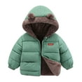 thumbnail image 3 of Likimi Toddler Boys Girls Coats Cute Bear Ears Hoods Solid Color Long Sleeve Outwear With Zipper Thick Winter Jacket Size 2-3 Years Green, 3 of 6