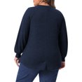 thumbnail image 4 of DARING DIVA Women's Plus Tops Crew Neck Button Decor Pullover Blouses 2X Dark Blue, 4 of 6