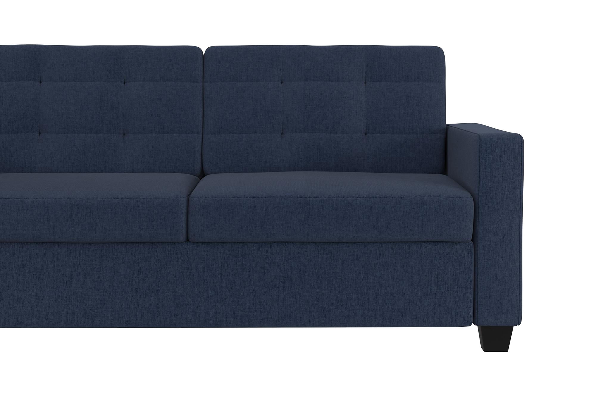 Devon Sleeper Sofa with certified Memory Foam Mattress, Blue Linen, Queen