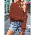 thumbnail image 5 of Women'S Short Batwing Hoodie 2025 Fall Outfits Trendy Crewneck Side Slit Fashion Pullover Tops Rust Red S, 5 of 6