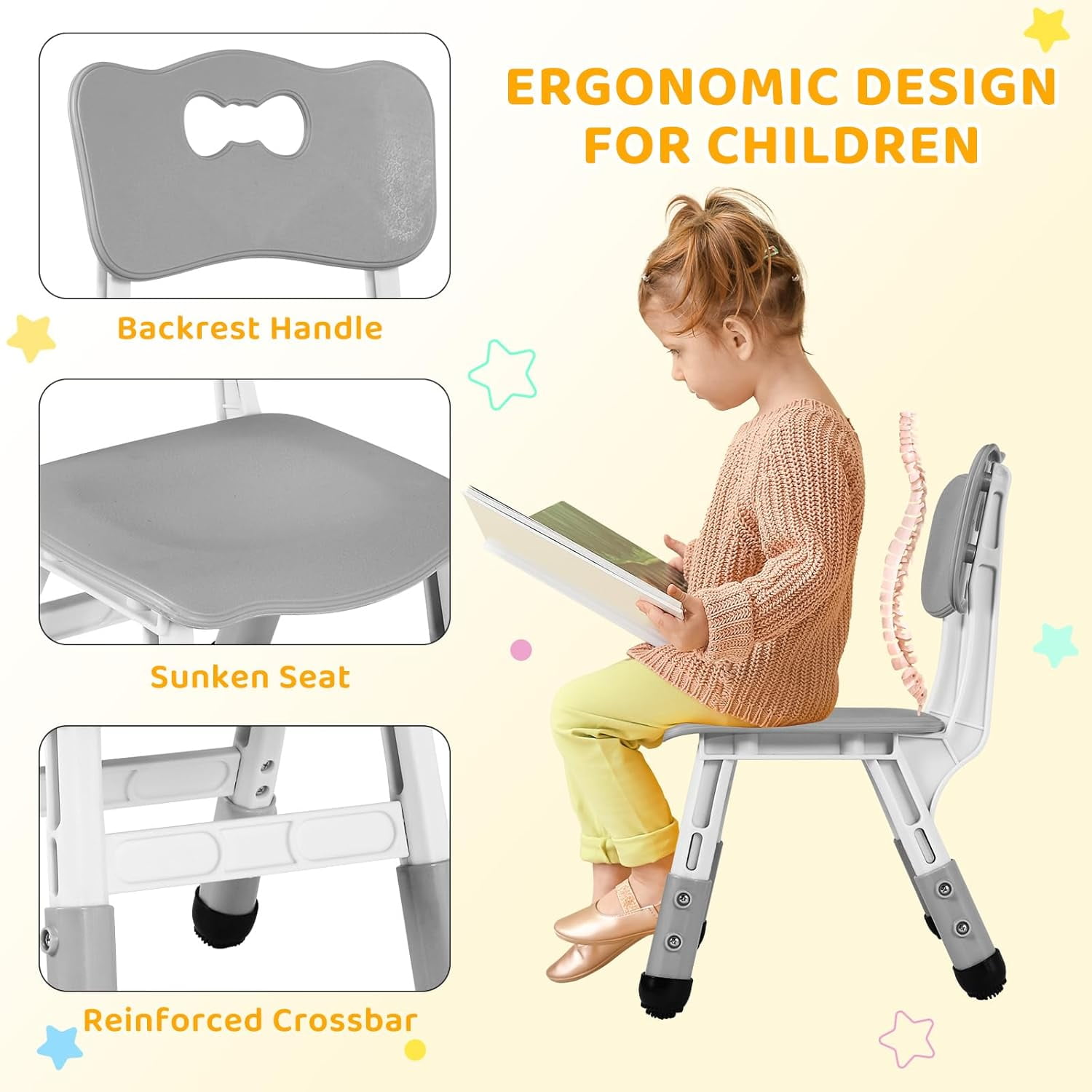 LAZY BUDDY Kids Table and 4 Chairs Set, Height Adjustable Toddler Desk and Chair Set with Graffiti Desktop, Children Multi-Activity Table for Classroom/Daycare/Home