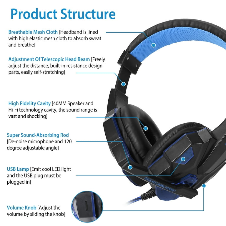 1PC Virtual Surround Sound Headset USB Gaming Headphone Computer PC Gaming  Headset