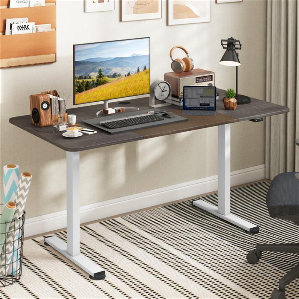 Demi Bonn 55" Electric Height Adjustable Computer Desk with Hook, Small Home Office Desk Study Writing Table, Dark Gray