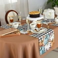 thumbnail image 6 of Table Runner 120 Inches Long for Kitchen Dining, Orange Blue Pumpkins Fall Dresser Scarf Farmhouse, Dining Table Decorations for Wedding/Parties, Thanksgiving Eucalyptus Black Check 13 x 120 In, 6 of 9