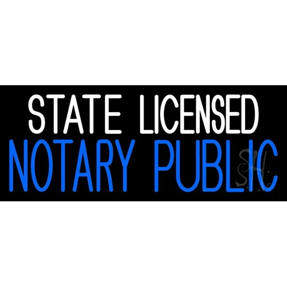 State Notary Public Licensed LED Neon Sign 13 x 32 - inches, Black Square Cut Acrylic Backing, with Dimmer - Bright and Premium built indoor LED Neon Sign for Defence Force.