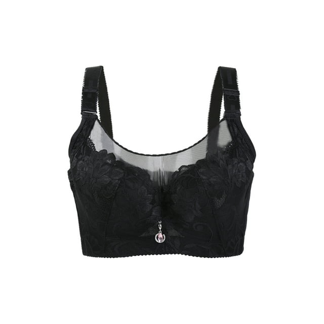 INSPIRE CHIC Women's Lace Front Full Coverage Push up Underwire Cami Bra Black 38 Fit 36C/D