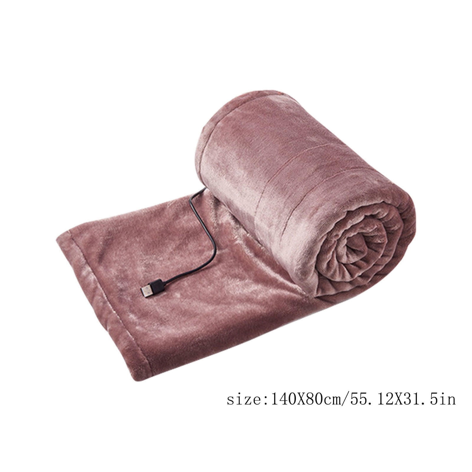 Byujiro USB Heated Blanket, Low Voltage Electric Throw, 3 Heat Settings Fast Heating, Non-Leakage Flannel Fleece for Office Car Travel Camping 55x31 Inches