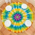 thumbnail image 2 of Rainbow Tie Dye Mandala Pattern Round Fitted Tablecloth with Elastic Edge,Dining Table Cover Waterproof,Outdoor Round Tablecloth for Camping,Dining,Indoor and Outdoor, 2 of 7