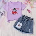 thumbnail image 5 of FSYBOA Girls Summer Outfit Sets , Casual Elastic Waist Fashion Shorts Sleeves Kids Clothing Set Purple Size 4-5 T, 5 of 6