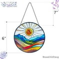 thumbnail image 2 of Artistic Colorful Sunrise Stained Glass Suncatcher - Window Wall Hanging Ornament Hand-Painted Glass Panel Sun Catcher - Decoration for Home Garden Christmas Party Wedding Housewarming Gifts, 2 of 5