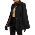 thumbnail image 4 of MODA NOVA Juniors Cape Blazer Split Sleeve Button Front Casual Workwear Cape Coat Shawl Jackets XS Black, 4 of 6