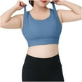 thumbnail image 6 of Plus Size Sports Bras for Women Large Bust Cutout Racerback Adjustable Gather Push Up Bra Wireless Workout Bralette, Blue, XXXXXL, 6 of 7