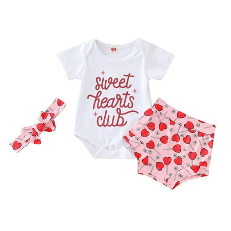 

ZIZOCWA Toddler Girl Clothes Toddler Girls Short Sleeve Love Letter Prints Romper Bodysuit Shorts With Headband 3Pcs Outfits Clothes Set Valentine S Day Just Born Wear A Blanket Teen Girls Fashion C