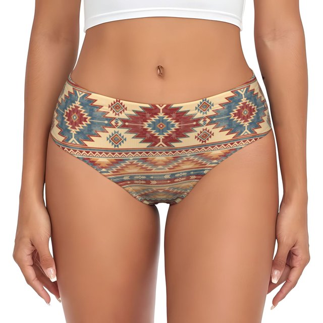 Balery Traditional Tribal Aztec Ropa Interior de Algodón para Mujer con Dibujo – Braguitas Cómodas y Elásticas, Estilo Clásico-X-Large