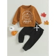 thumbnail image 2 of Infant Baby Boy Halloween Pants Outfits 6M 12M 18M 24M 3Y  Shirts Pumpkin Sweatshirt Pants Infant Boys Fall Winter Clothes Set, 2 of 9