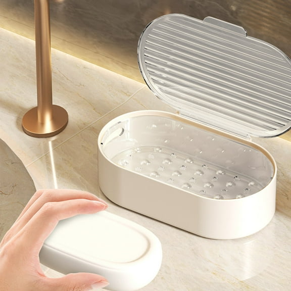 Leakproof Travel Soap Container With Flip Lid | Draining Soap Bar Holder | Portable Soap Case For Home Bathroom Kitchen Laundry Gym Camping Outdoor | 1 Pack | 5.9x4.33x2.16in Plastic | White Gray