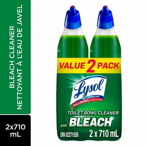 Lysol Toilet Bowl Cleaner, Bleach, , Stain Removal, 10x cleaning actions, 710 mL, Pack of 2