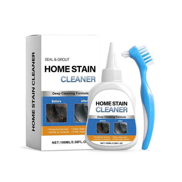 Gel quitamanchas doméstico de 100 ml con cepillo para fregar. Limpiador de penetración profunda para baños, cocinas, fregaderos, azulejos, juntas y superficies de silicona. Quitamanchas difíciles sin