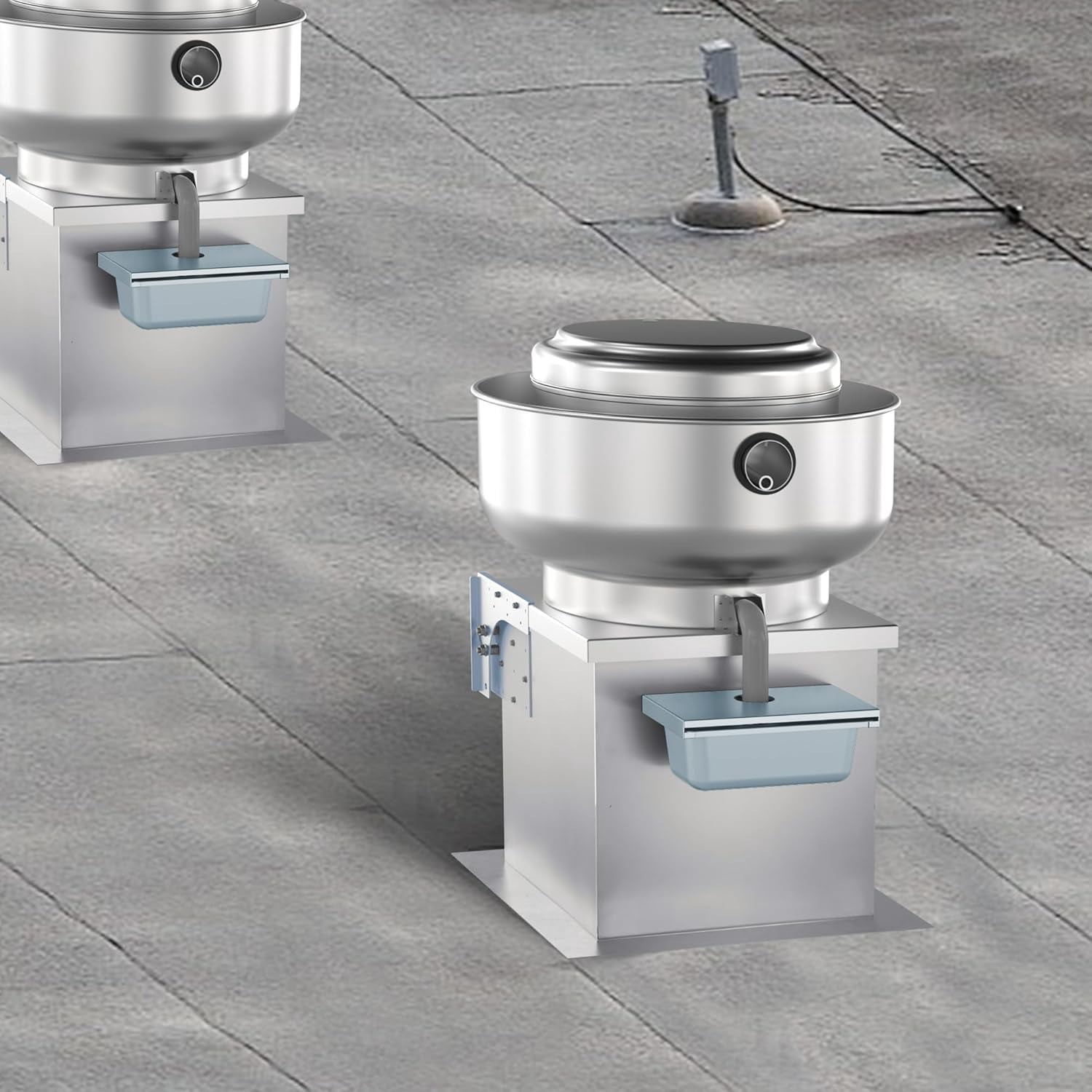 Stainless Steel Grease Box Canopy Hood Exhaust Fan, 3.74" Deep Drip Pan for Restaurants
