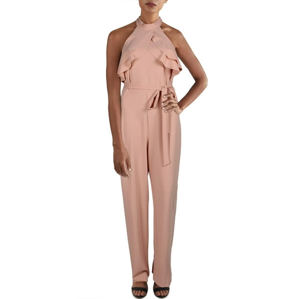 Bebe Bebe Womens Ruffled Halter Jumpsuit Walmart Com Walmart Com