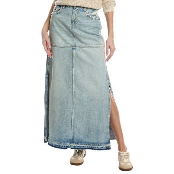 RE/DONE womens  Mid-Rise Split Skirt, 23, Blue
