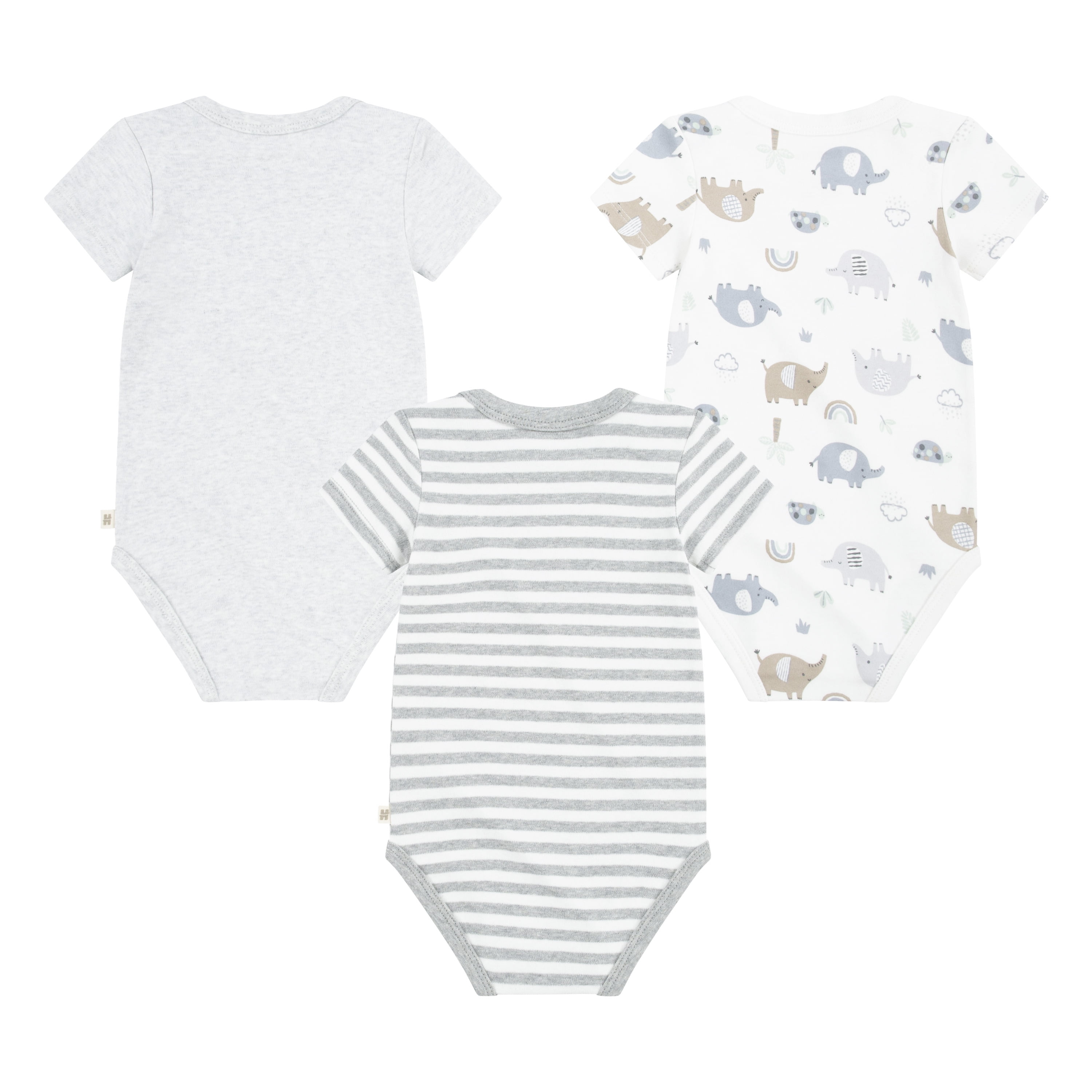 Huggies Baby Boy Alex the Elephant 3 Pack Organic Cotton Bodysuits, Sizes NB-24M