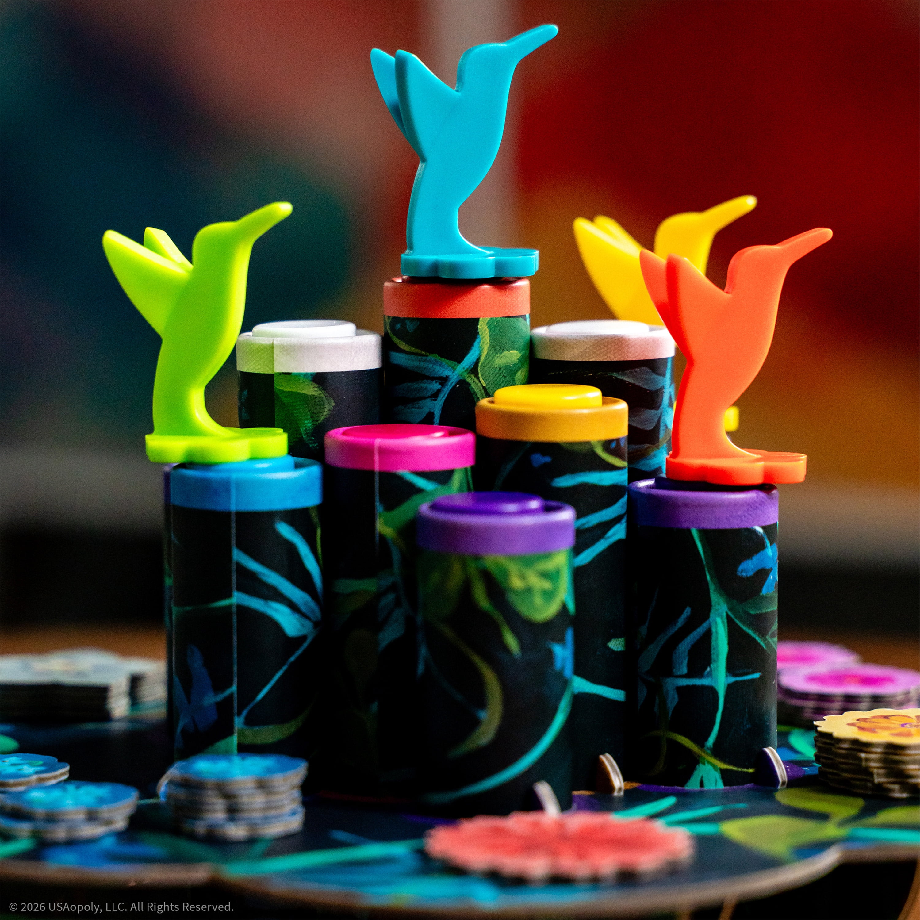 Hummingbirds Board Game, A Real-Time, Push Your Luck Dexterity Party Game, Test Your Timing & Collect Nectar Token Points, A Fun Family Game with Beautiful Artwork From The Op Games