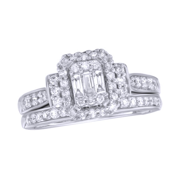 White Natural Diamond Bridal Set In 10k White Gold (0.63 Cttw)