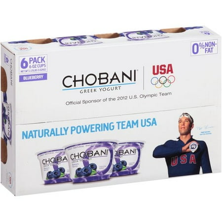 Chobani Non-Fat Blueberry Greek Yogurt, 6 count