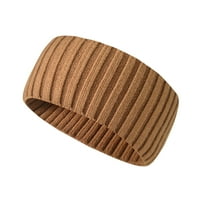 ZQUUVOU Unisex Solid Color Knit Headband Stretchable Wool Blend Wide for Sports Workout Elastic Fitness Headband Khaki