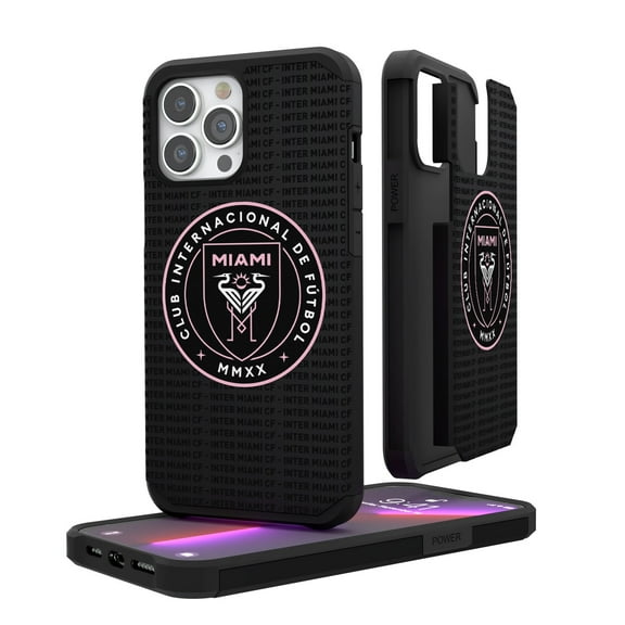 Inter Miami CF iPhone Text Backdrop Rugged Case