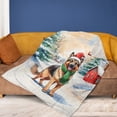 thumbnail image 4 of Hello Winter German Shepherd Frosty Morning Walk Welcome Snowy Christmas Cozy Fleece Blanket Alsatian Dog Lover Gifts Warm Soft Throw Blanket - 02018, 4 of 5