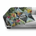 thumbnail image 3 of Watercolor Soft Flannel Fleece Blanket, Exotic Flowers Leaves Grunge Textures Marble Triangles Geometric Abstract Print, Cozy Plush for Indoor and Outdoor Use, 50" x 70", Multicolor, by Ambesonne, 3 of 6