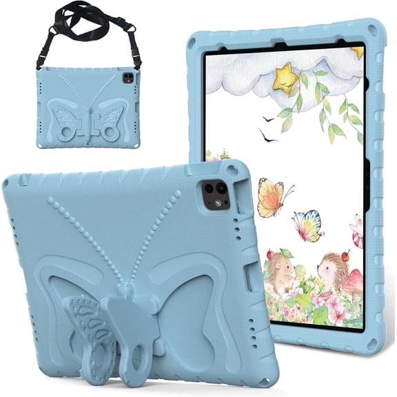 HCTian Kids Case Compatible with iPad Pro 12.9 inch 2022/2021/2020/2018 6th/5th/4th/3rd Generation, Lightweight Shockproof Case EVA Foam Cover with Shoulder Strap & Stand Cover for Boys Girls