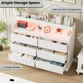 thumbnail image 3 of Commode Blanche pour Chambre avec 6 Tiroirs, Coffre Moderne avec Lumières DEL et Station de Recharge, Armoire de Rangement Spacieuse pour Salon, 3 of 7