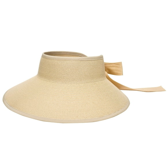 Pineapple&Star Vienna Visor Women's Summer Sun Straw Foldable Hat UPF 50+ (Beige)