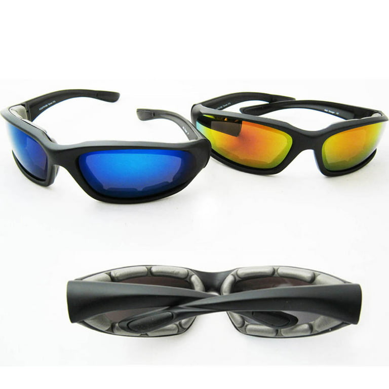 2 Pair Chopper Padded Wind Resistant Sunglasses Motorcycle Sports Riding  Glasses 