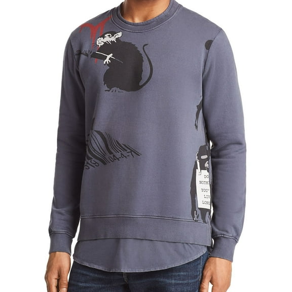 Elevenparis Mens Layered Sweatshirt, Blue, Small