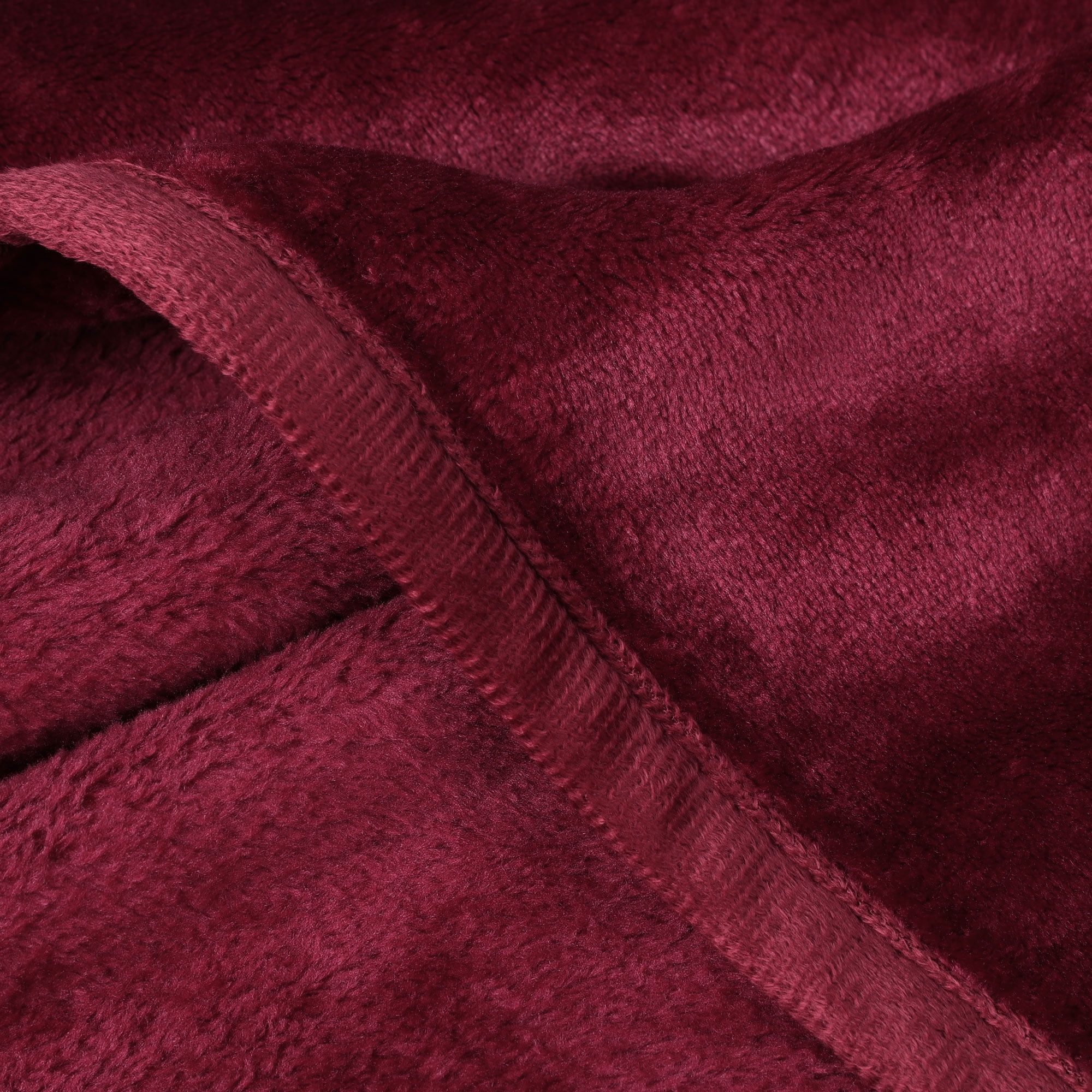 Unique Bargains Flannel Fleece Blanket Soft Luxury Hemmed Burgundy 23"x30"