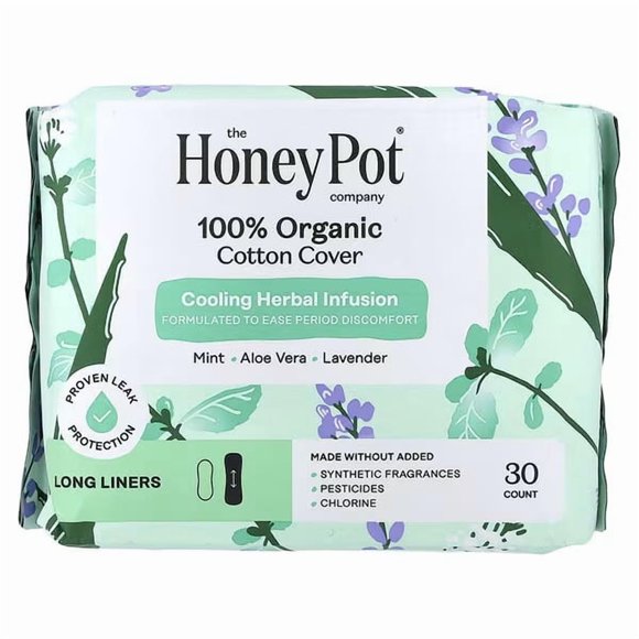 The Honey Pot Company, 100% Organic Cotton Cover, Long Liners, 30 Count