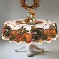 thumbnail image 3 of Thanksgiving Tablecloth Fall Pumpkin Turkey Table Cloth forHarvest Thanksgiving Kitchen Decoration - 60" X 60" Round, 3 of 6