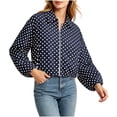 thumbnail image 4 of Vmvidoty Womens Polka Dot Cropped Jacket Zip Up 2026 Trendy Casual Fashion Jacket Coat with Pockets Navy XS, 4 of 6