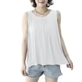 thumbnail image 2 of Asxite Tank Tops for Women Plus Size Sleeveless Solid Color Round Neck Pleated Wide Strap Casual Blouse, 2 of 6