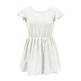 thumbnail image 5 of Women's Summer Ruffle Short Sleeve Shirts Babydoll V Neck Tops Eyelet Loose Swing Blouses Casual Flare Tunic Tops, 5 of 6