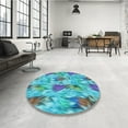 thumbnail image 4 of Ahgly Company Machine Washable Indoor Round Transitional Blue Ivy Blue Area Rugs, 8' Round, 4 of 7