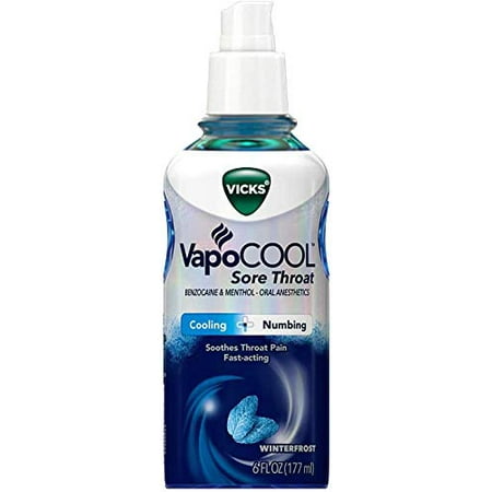 Vicks VapoCool Sore Throat Spray, Relieves Painful Sore Throat, Fast-Acting, Soothing, Powerful Numbing and Cooling, Winterfrost, 6oz (Best Way To Numb Throat)