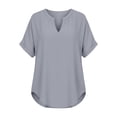 thumbnail image 6 of CBASIHI Womens Oversized Short Sleeve Tops- Summer V Neck Casual Vintage Basic T Shirts Gray Size S, 6 of 9